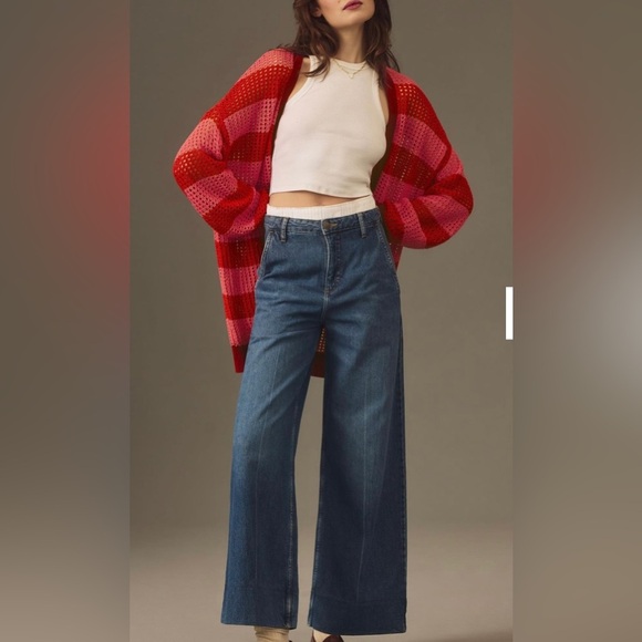 Farm Rio Striped Open-Front Cardigan Sweater |Anthropologie Size Small - Picture 3 of 10